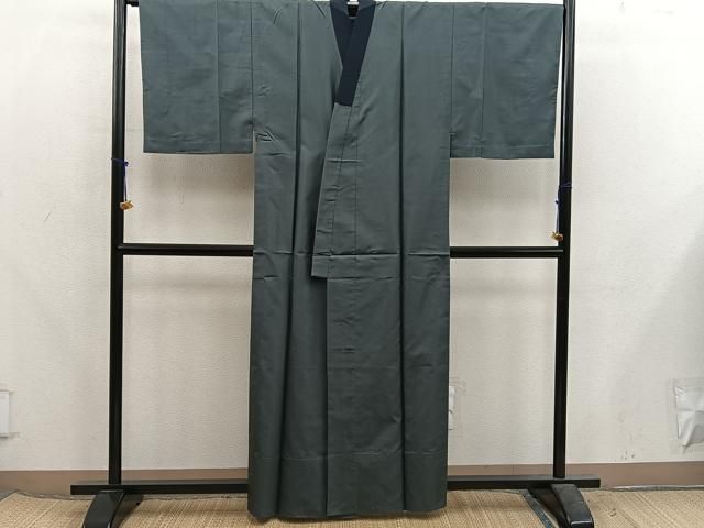 平和屋着物●男性　長襦袢　単衣　藍媚茶色　正絹　逸品　BAAX5703mz