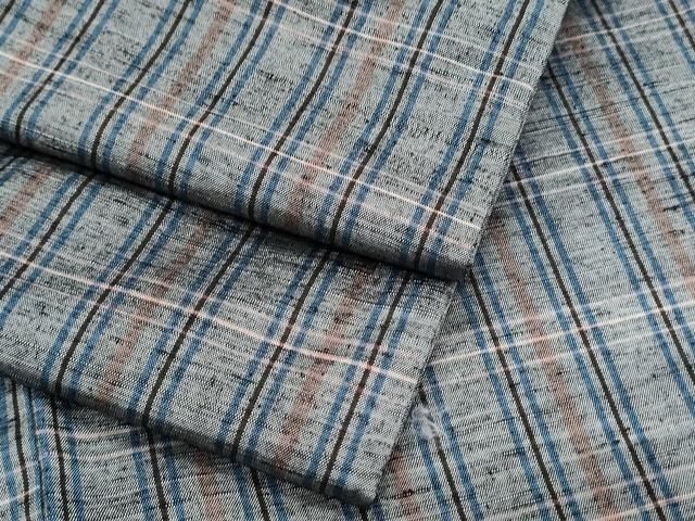 平和屋着物●上質な紬　格子文　正絹　逸品　CABI1257th