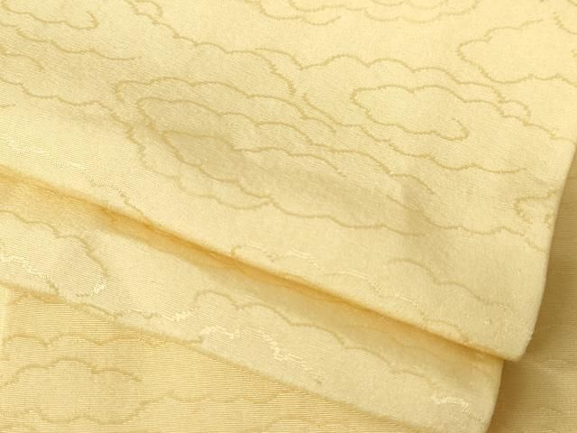 平和屋着物●上質な色無地　雲重ね地紋　飴色　正絹　逸品　AABJ6524ck