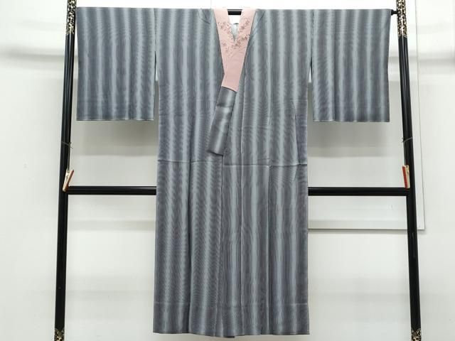 平和屋着物●長襦袢　無双仕立て　縞　黒地　正絹　逸品　未使用　CABI1272th