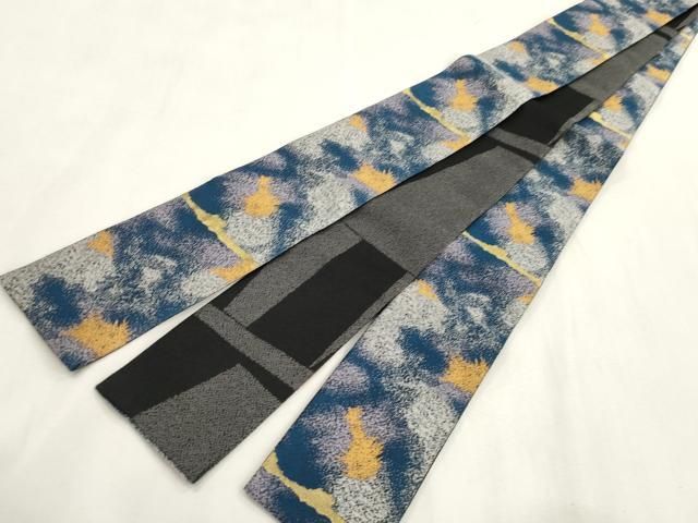 平和屋着物●男性　両面　角帯　霞文　金糸　正絹　逸品　CABH6760dy