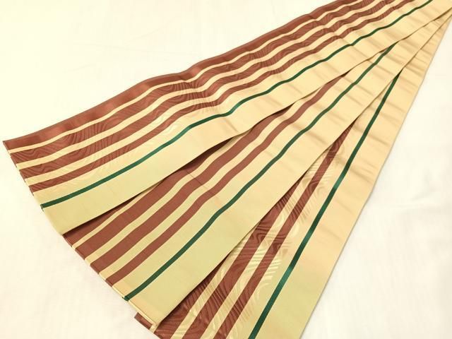 平和屋着物●本場筑前博多織　両面　半幅帯　流水間道　正絹　逸品　未使用　CABI4116vp