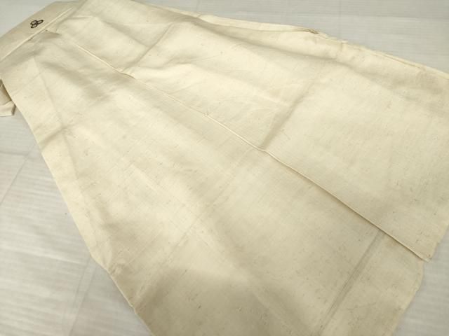 平和屋着物●男性　馬乗り袴　紬地　薄卵色　正絹　逸品　AABJ5789ck 馬乗り袴 正絹 逸品 平和屋着物○男性 紬地 薄卵色 縞 AABJ5789ckの