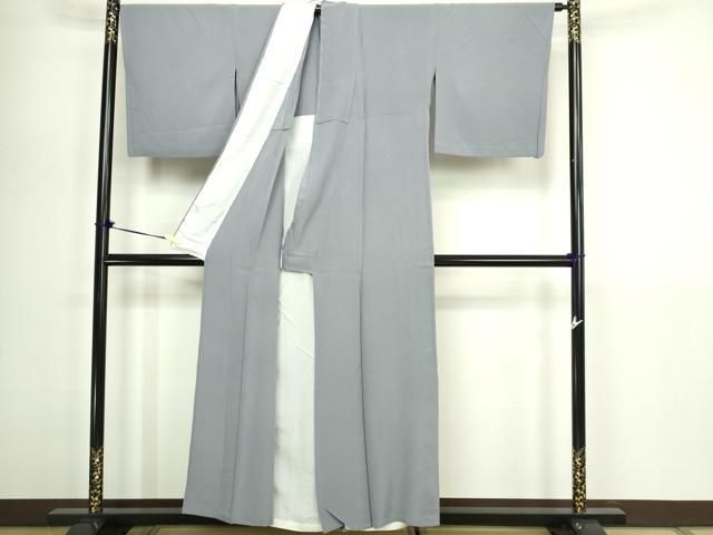 色無地平和屋着物▽上質な色無地 単衣 桔梗鼠色 正絹 逸品 DABG9611sf