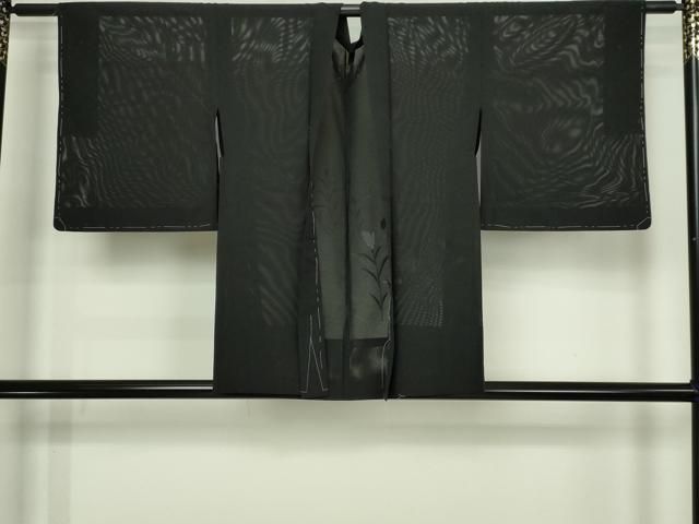 平和屋着物▽羽織　スリーシーズン　春夏秋　塵除け　枝花文　黒地　正絹　逸品　DABG9619sf 7,098円