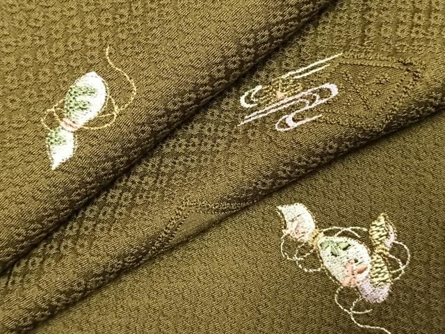 平和屋着物●上質な小紋　総刺繍　瓢箪　金銀糸　正絹　逸品　AABJ4238fy