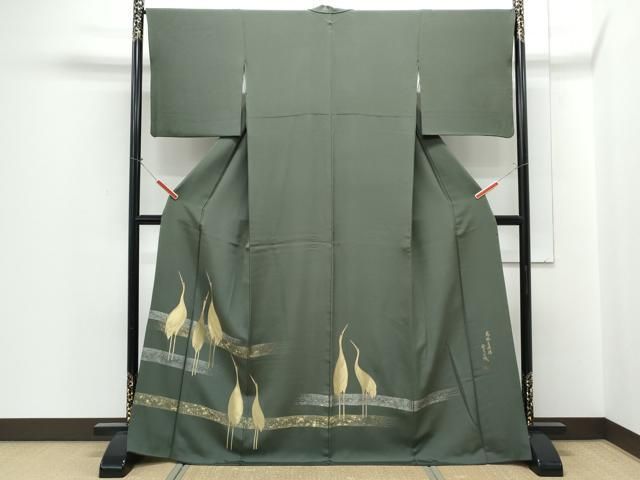 平和屋着物●豪華色留袖　作家物　縫史宝織　寿光織　光琳吉祥鶴　金銀糸　正絹　逸品　CABH3986th