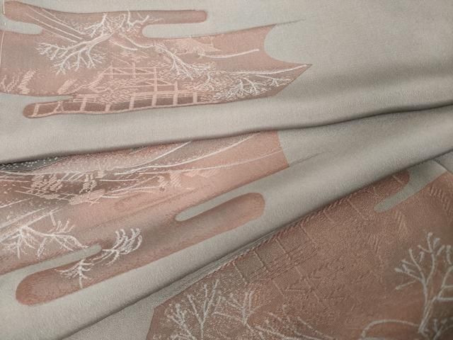 平和屋着物●上質な小紋　エ霞風景文　地紋起こし　正絹　逸品　未使用　AABJ5750ck