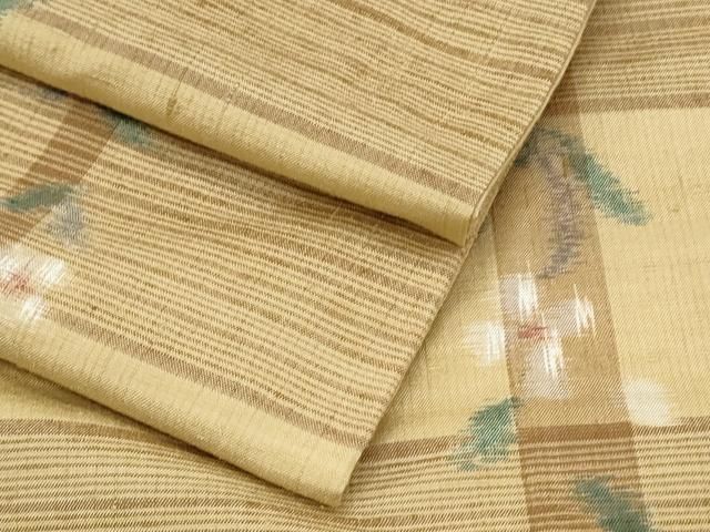 平和屋着物●上質な紬　格子花文　正絹　逸品　CABI1202th