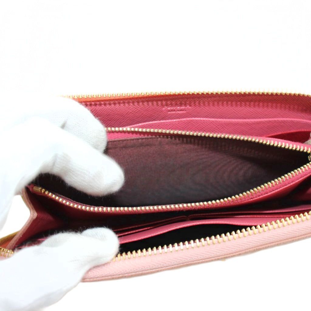 プラダ PRADA 長財布 ラウンドファスナー 小銭入れ レザー ピンク