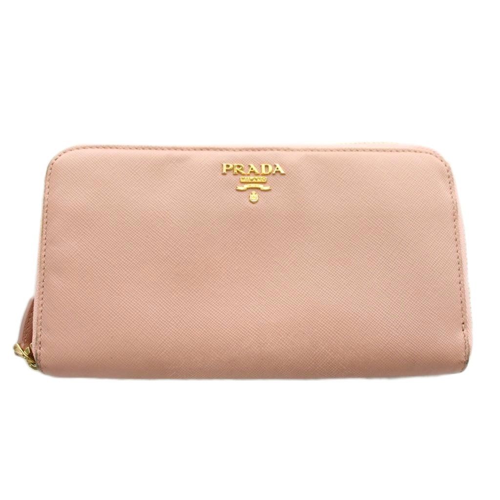 プラダ PRADA 長財布 ラウンドファスナー 小銭入れ レザー ピンク