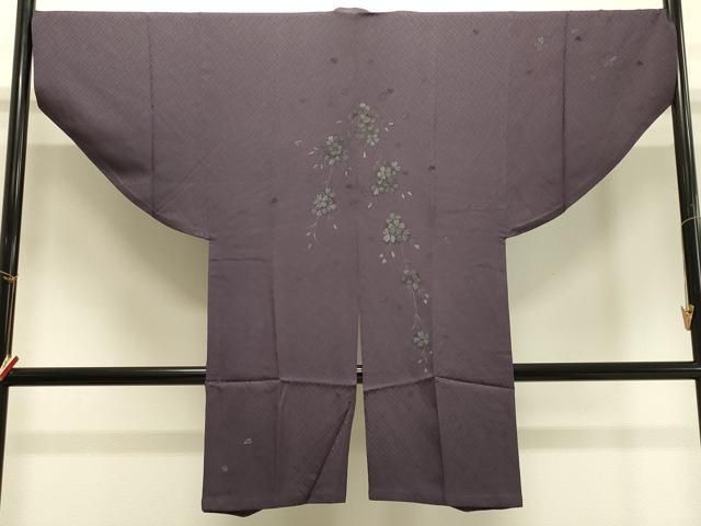 平和屋着物＃和装コート　単衣　枝花文　銀彩　ロング丈　正絹　逸品　CABH7073in 6,552円