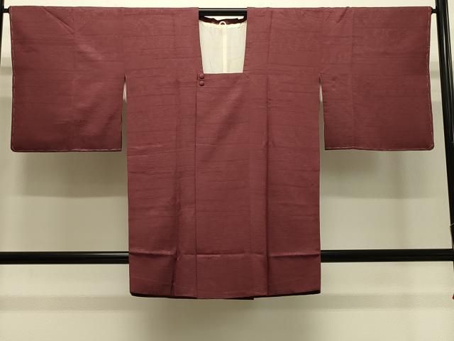 平和屋着物＃道行コート　色無地　吉祥草花地紋　海老茶色　正絹　逸品　未使用　CABH7076in