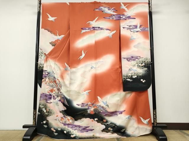 平和屋着物●豪華振袖　上村松園　刺繍　飛鶴片輪車花文　暈し染め　金銀彩　正絹　逸品　CABH9736ut 27,885円