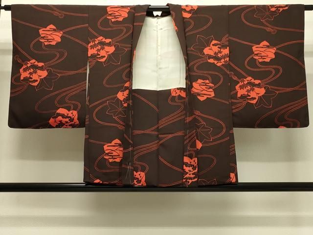 平和屋着物＃羽織　鏡裏草花文　正絹　逸品　CABH7086in
