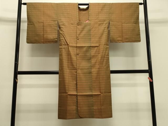 平和屋着物＃道行コート　雨コート　単衣　格子　暈し染め　ロング丈　正絹　逸品　未使用　CABH7050in
