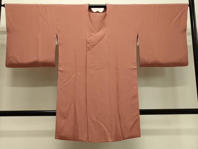 平和屋着物＃道行コート　色無地　江戸茶色　鬼しぼ縮緬　やまと誂製　ロング丈　正絹　逸品　CABH7058in