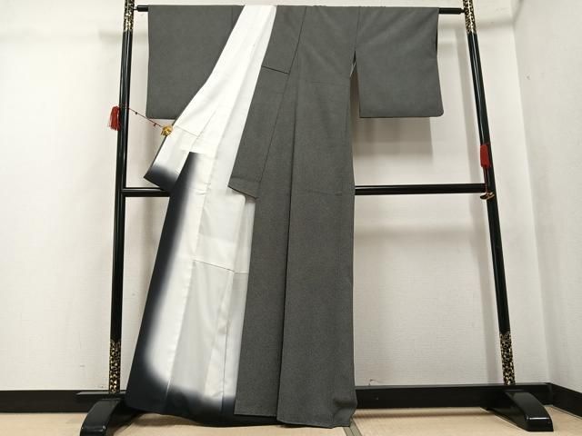 平和屋着物○江戸小紋 鮫小紋柄 黒地 洗える着物 AABJ6316ph - メルカリ