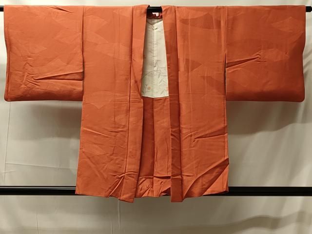 平和屋着物＃羽織　色無地　幾何学地紋　柿色　正絹　逸品　CABH7025in 7,280円