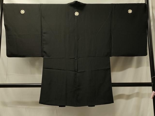 平和屋着物＃男性　長羽織　黒紋付き　正絹　逸品　CABH7033in