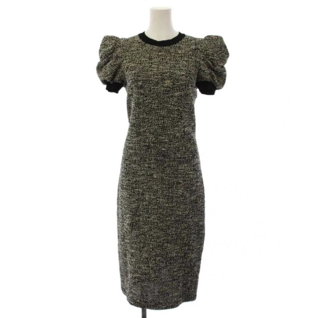マックスマーラ MAX MARA 24SS LETI MIDI DRESS ワンピース ロング 半袖 40 黒 白 /BM12
