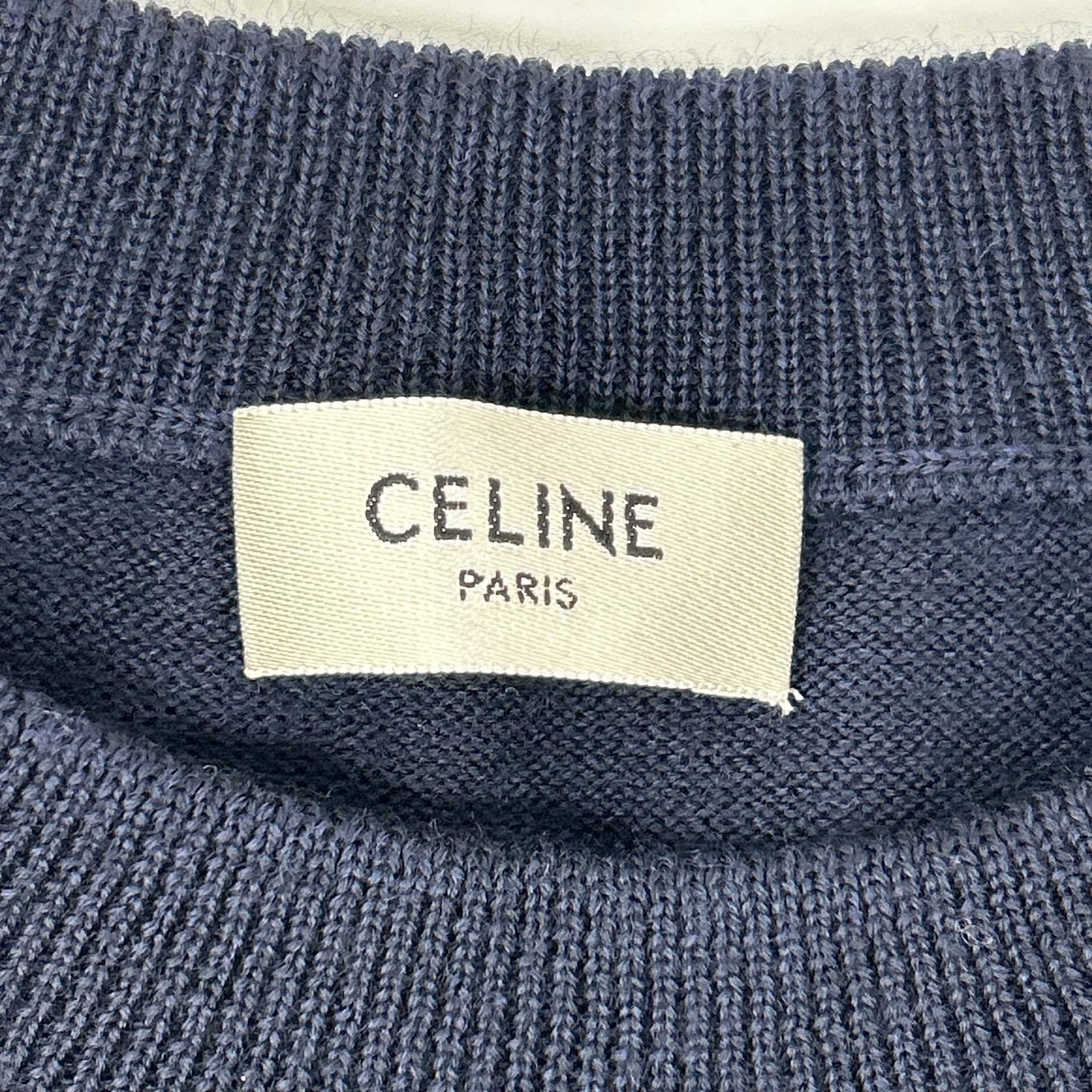 CELINE　セリーヌ　2AH80322U ネイビー トリオンフ刺繍 クルーネック ニット　XS