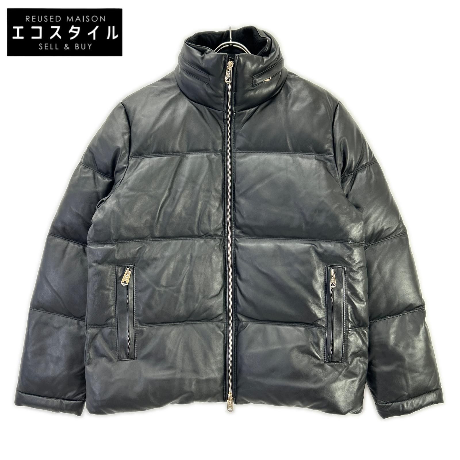 PaulSmith ポールスミス 243125 ブラック シープレザーダウンジャケット S PaulSmith ポールスミス 243125 ブラック シープレザーダウン