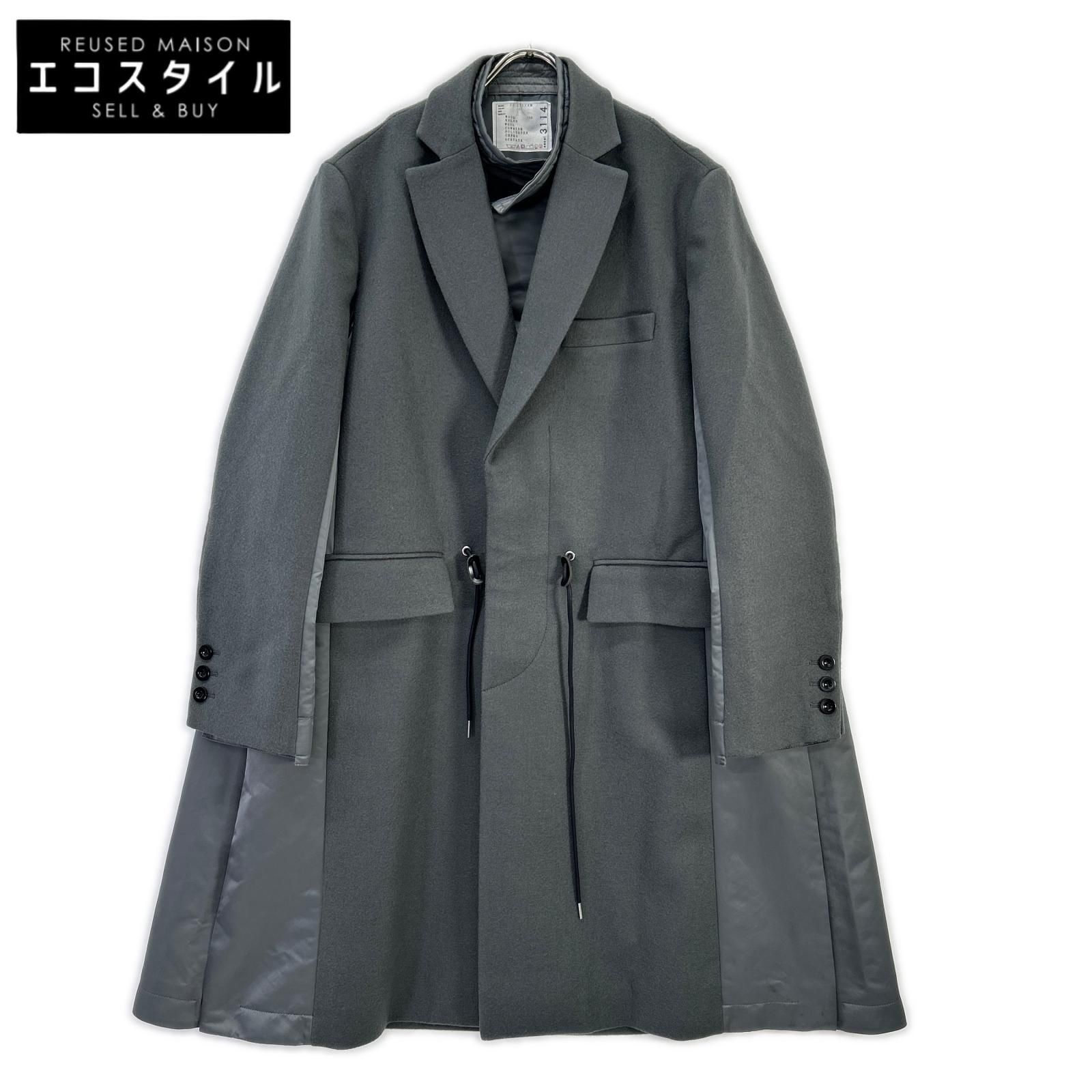 sacai サカイ 23SS 23-03114M グレー×ネイビー ウール ナイロン
