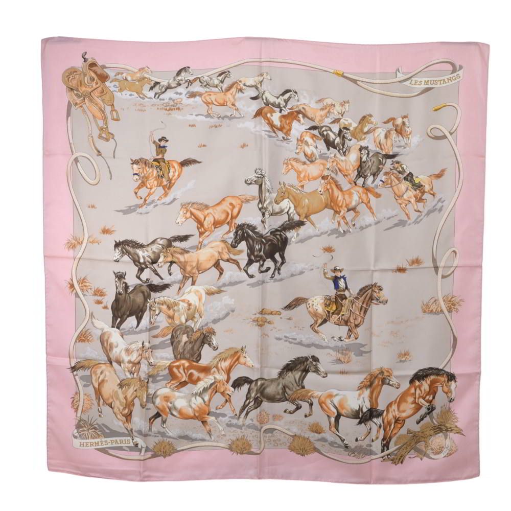 HERMES Les Mustangs 野生馬 カレ90 シルク スカーフ