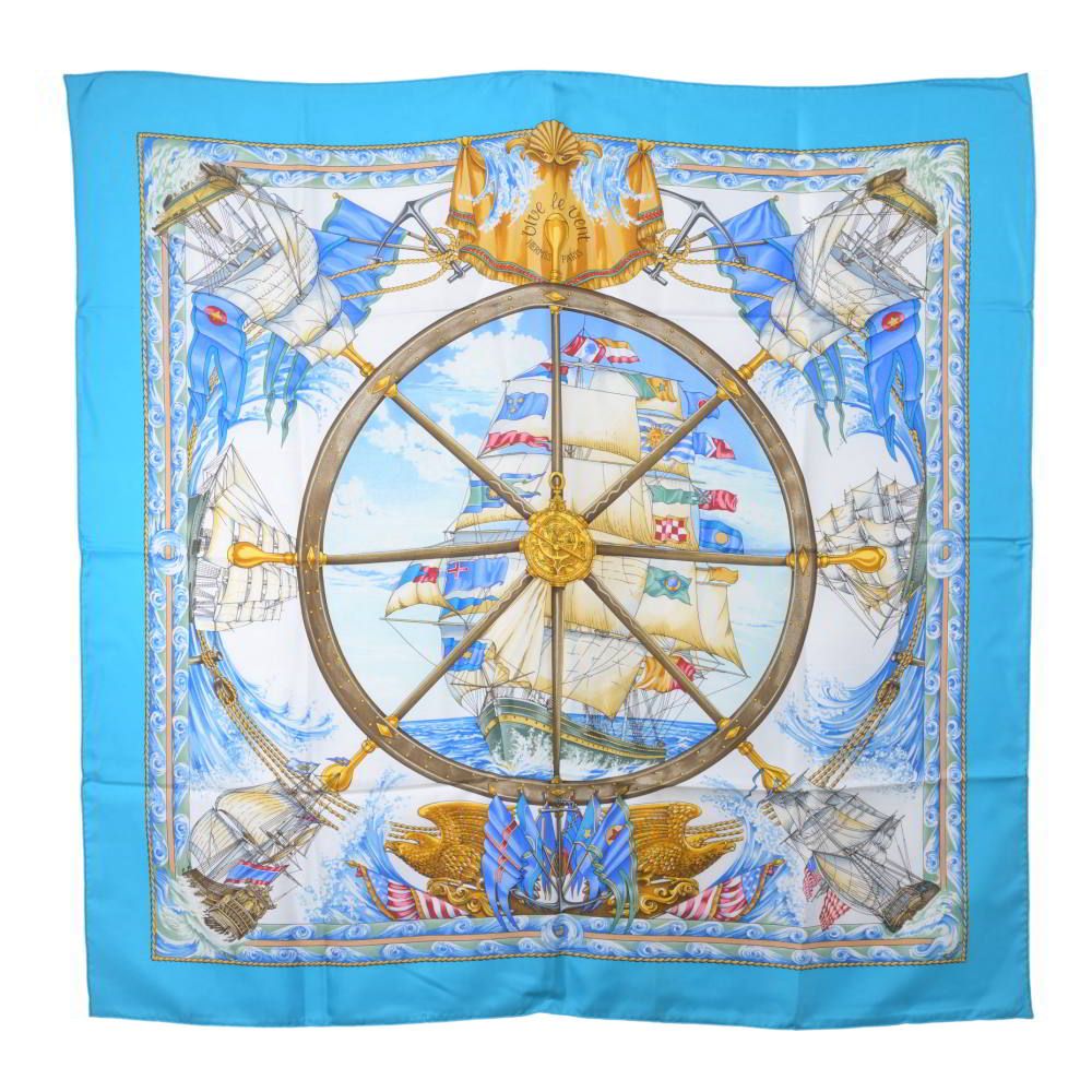 HERMES Vive le vent 風よ吹け シルク カレ 90 スカーフ