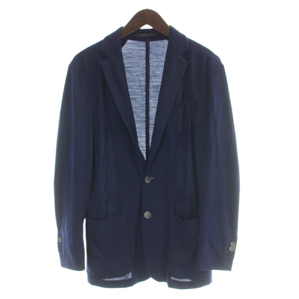 コルネリアーニ Corneliani ジャケット 上着 46 紺 ネイビー 無地 長袖