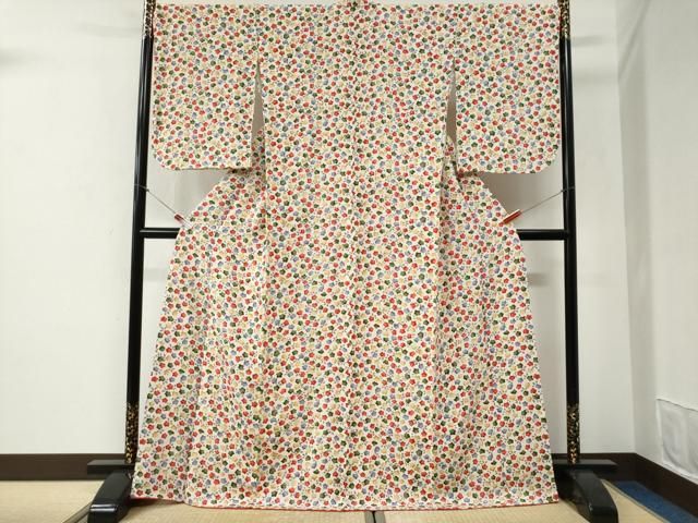 平和屋着物●上質な小紋　舞花尽くし　鬼しぼ縮緬　ロング丈　ますいわ屋扱い　正絹　逸品　CABG1048yc