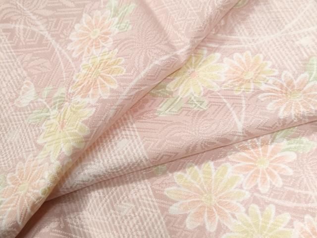 平和屋着物●長襦袢　無双仕立て　草花地紋　半衿刺繍　正絹　逸品　未使用　CABG1089yc