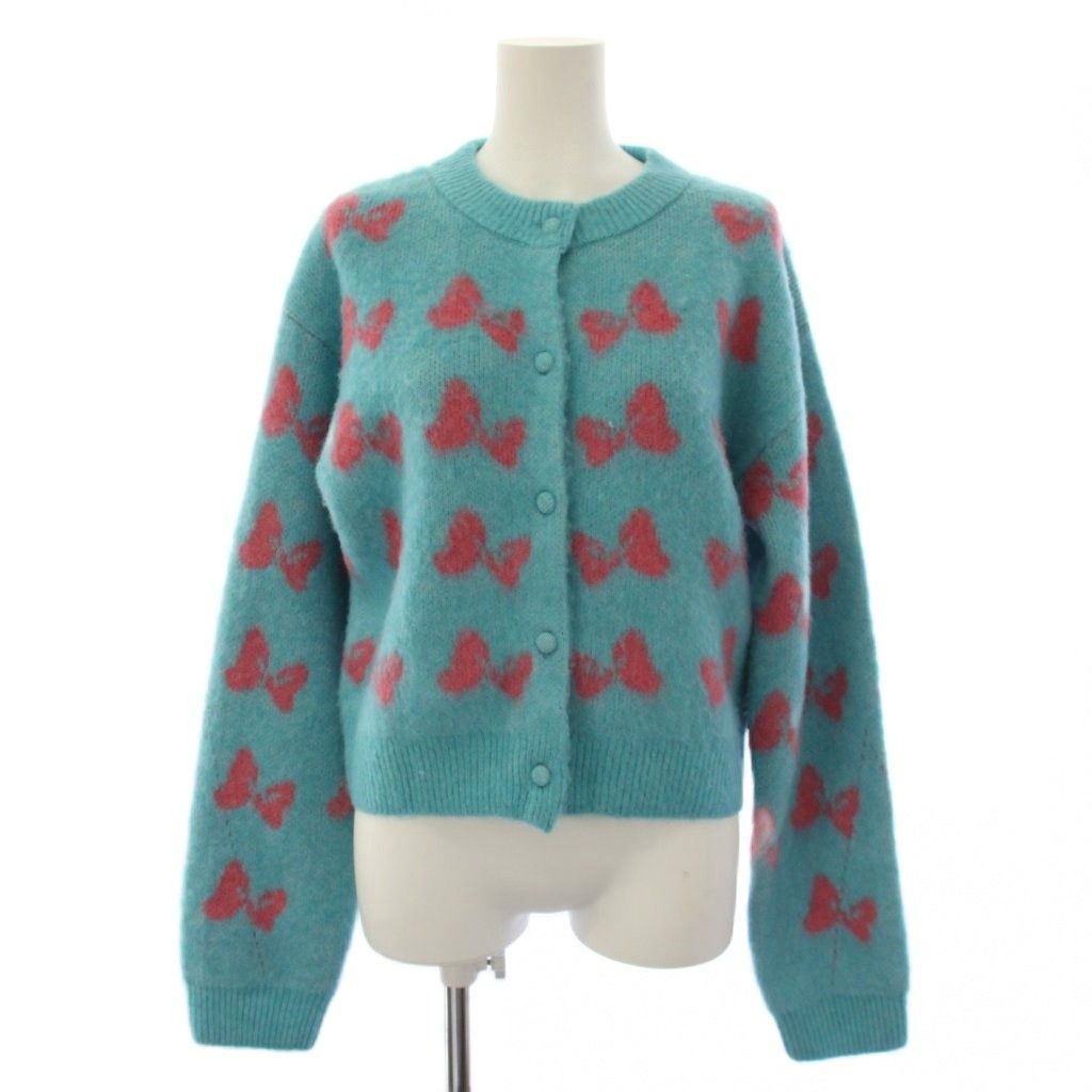ザラ ZARA × ディズニー DISNEY インターシャリボンセーター ニット カーディガン 長袖 M ブルー /BM32