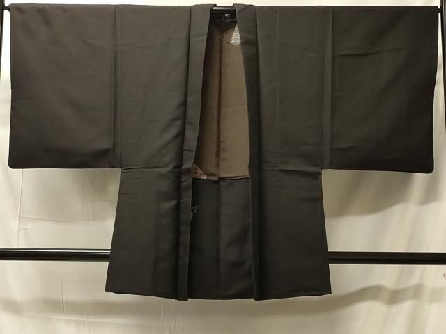 平和屋着物＃男性　羽織　黒地　正絹　逸品　CABH7006in