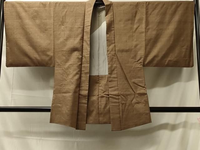平和屋着物＃男性　羽織　紬地　霞文　正絹　逸品　CABH7008in