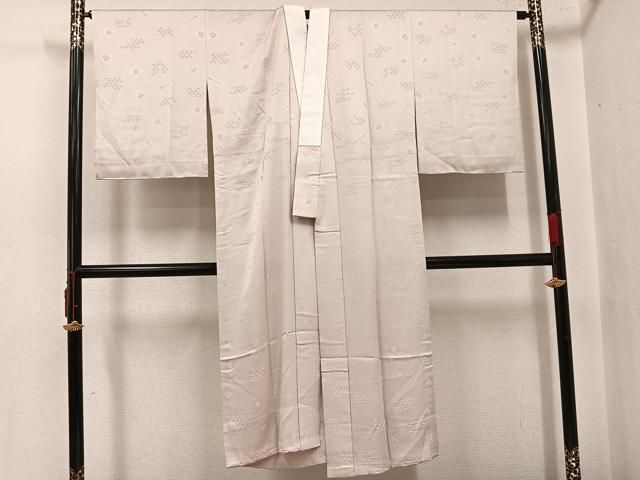 平和屋着物●長襦袢　無双仕立て　吉祥地紋　練色　鈴乃屋扱い　正絹　逸品　AABJ3962ph