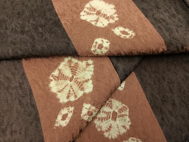 平和屋着物●上質な小紋　絞り　市松花文　正絹　逸品　AABJ3860ph