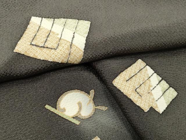 平和屋着物●上質な小紋　源氏香　兎　蛍暈し　金彩　鬼しぼ縮緬　正絹　逸品　未使用　CABG4710gh