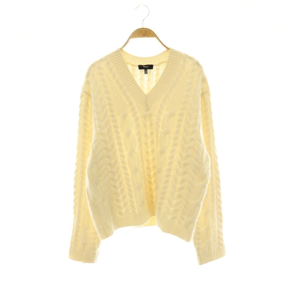セオリー Theory 25AW Felted Wool Cash Cable Sweater ケーブルセーターニット セーター 長袖 L オフホワイト /HK ■OS