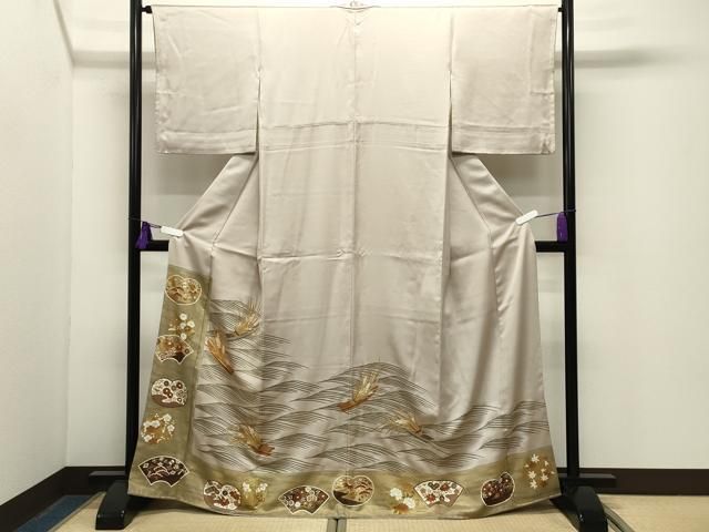 平和屋着物●豪華色留袖　駒刺繍　稲穂　船地紙花文　金彩　正絹　逸品　CABG4743gh