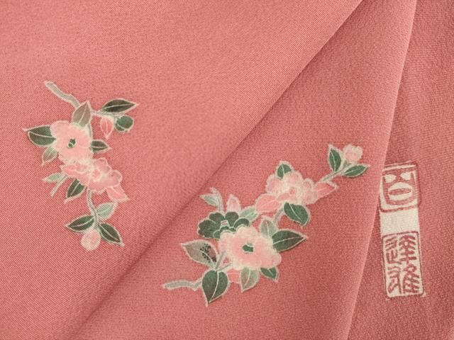 平和屋着物●京加賀友禅　百貫達雄　小紋　舞花文　正絹　逸品　AABJ4932ck