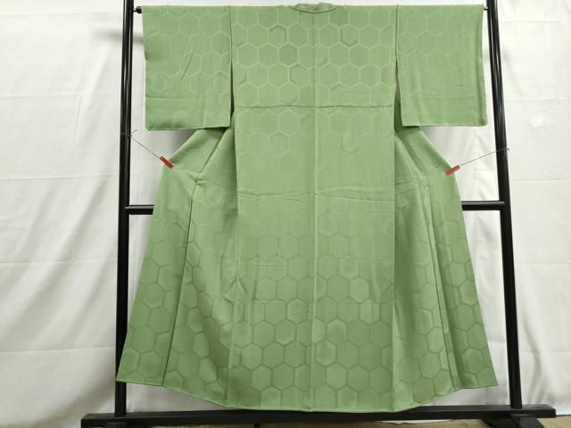 平和屋着物□上質な色無地 亀甲地紋 柳色 正絹 逸品 DABH8704qa - メルカリ