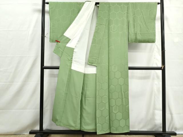 平和屋着物□上質な色無地 亀甲地紋 柳色 正絹 逸品 DABH8704qa - メルカリ