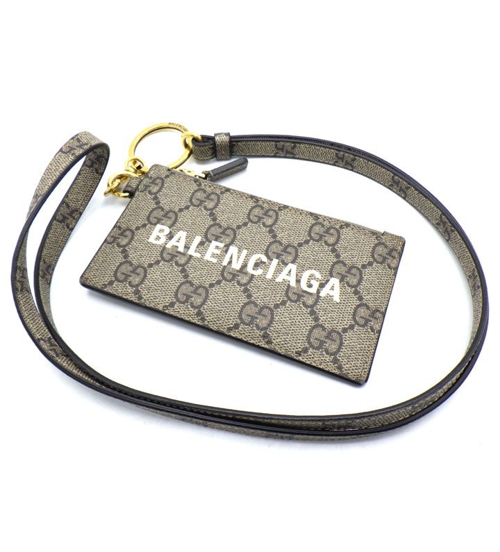 グッチ GUCCI × バレンシアガ BALENCIAGA 【 681706 1147 】 GG スプリーム ストラップ カード ケース 51820