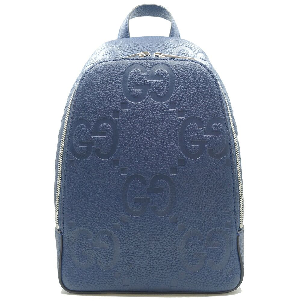 【栄】グッチ ジャンボGG クロスボディバッグ 766937 レザー ネイビー SV金具 ショルダーバッグ メンズ 本体のみ