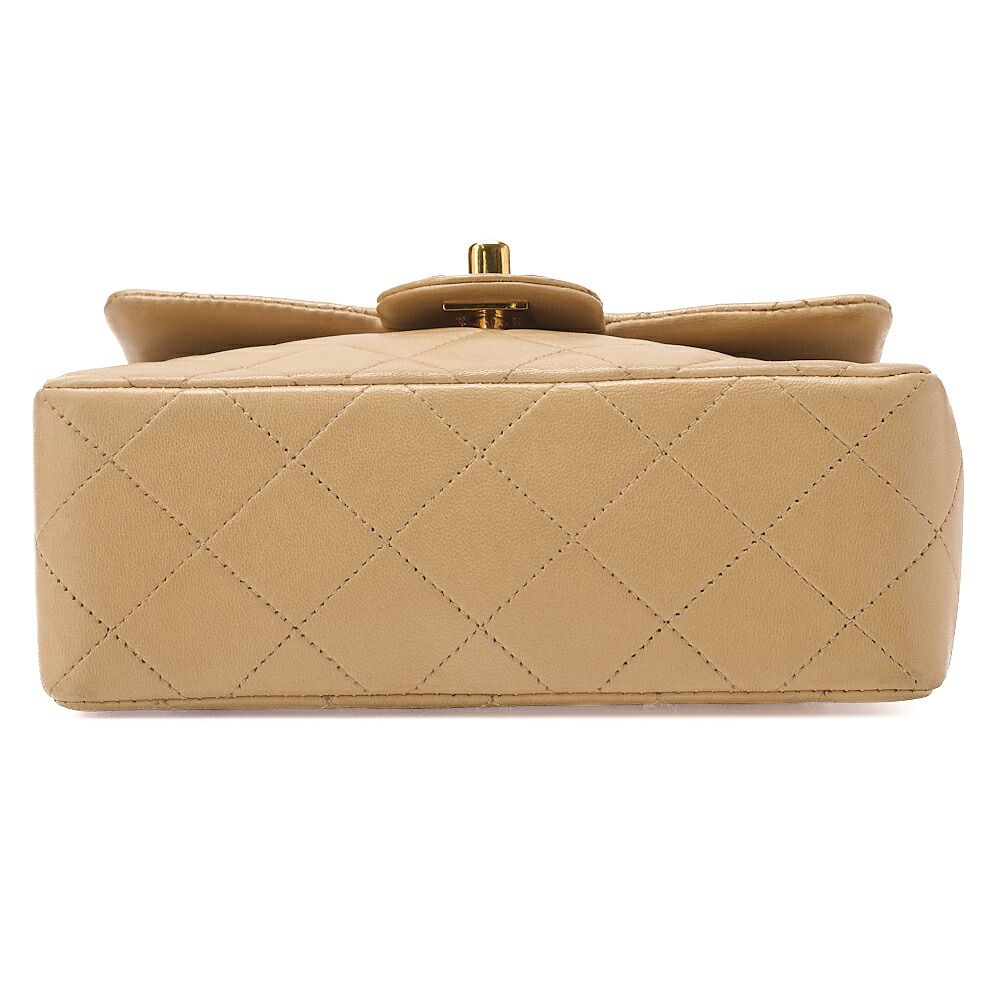 CHANEL シャネル チェーンショルダー バッグ 　ミニマトラッセ 17cm　ターンロック　ラムスキン ベージュ　ゴールド金具 　レディース【中古】【送料無料】