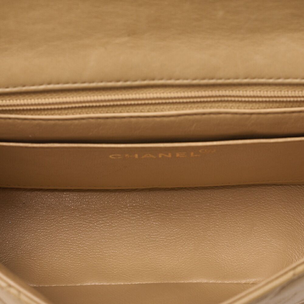 CHANEL シャネル チェーンショルダー バッグ 　ミニマトラッセ 17cm　ターンロック　ラムスキン ベージュ　ゴールド金具 　レディース【中古】【送料無料】