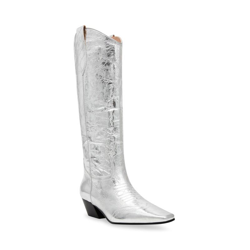 スティーブ マデン レディース シューズ ブーツ・レインブーツ Steve Madden Dollie Silver Leather シルバー