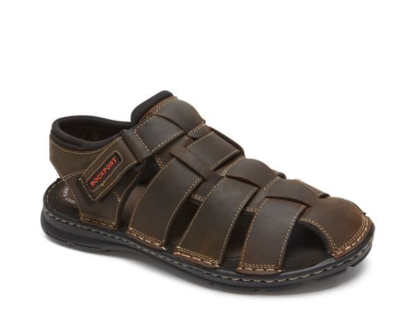 ロックポート メンズ シューズ サンダル Rockport Darwyn Fisherman Sandal Dark Brown ブラウン